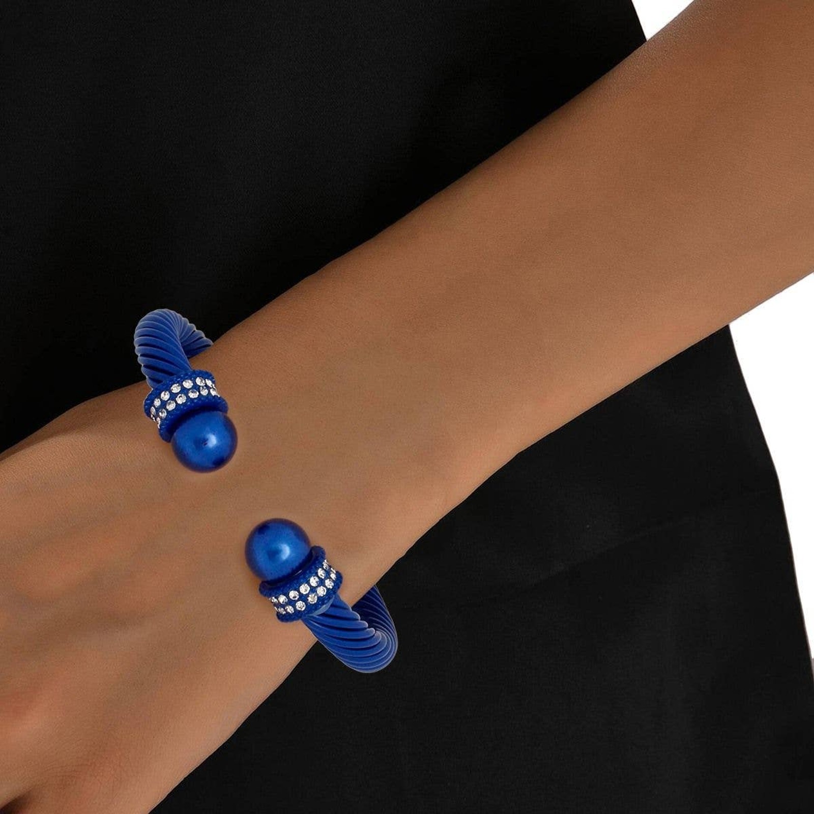 Zpb Sorority Royal Blue Thick Cable Classic Bangle